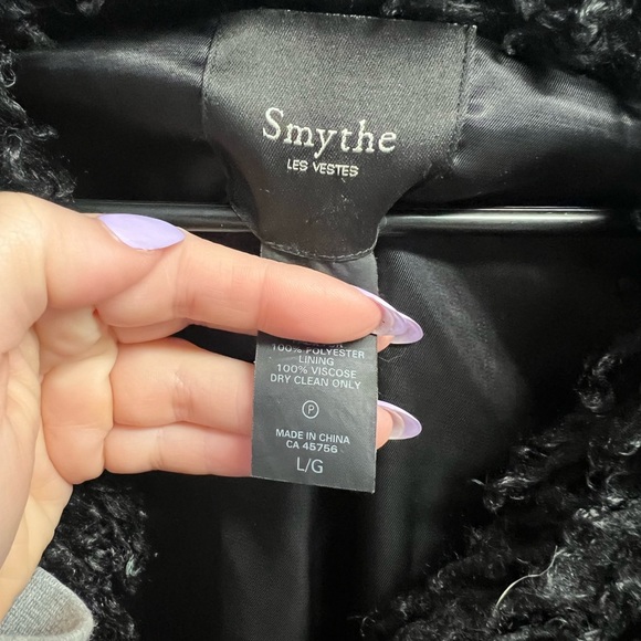 Smythe Black Shag Oversized Throw Coat w Pockets - Size Large - Picture 3 of 6